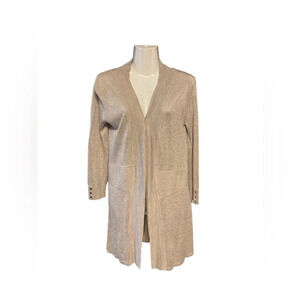 NWT Joan Voss Open Front Cardigan Oatmeal Sz S
